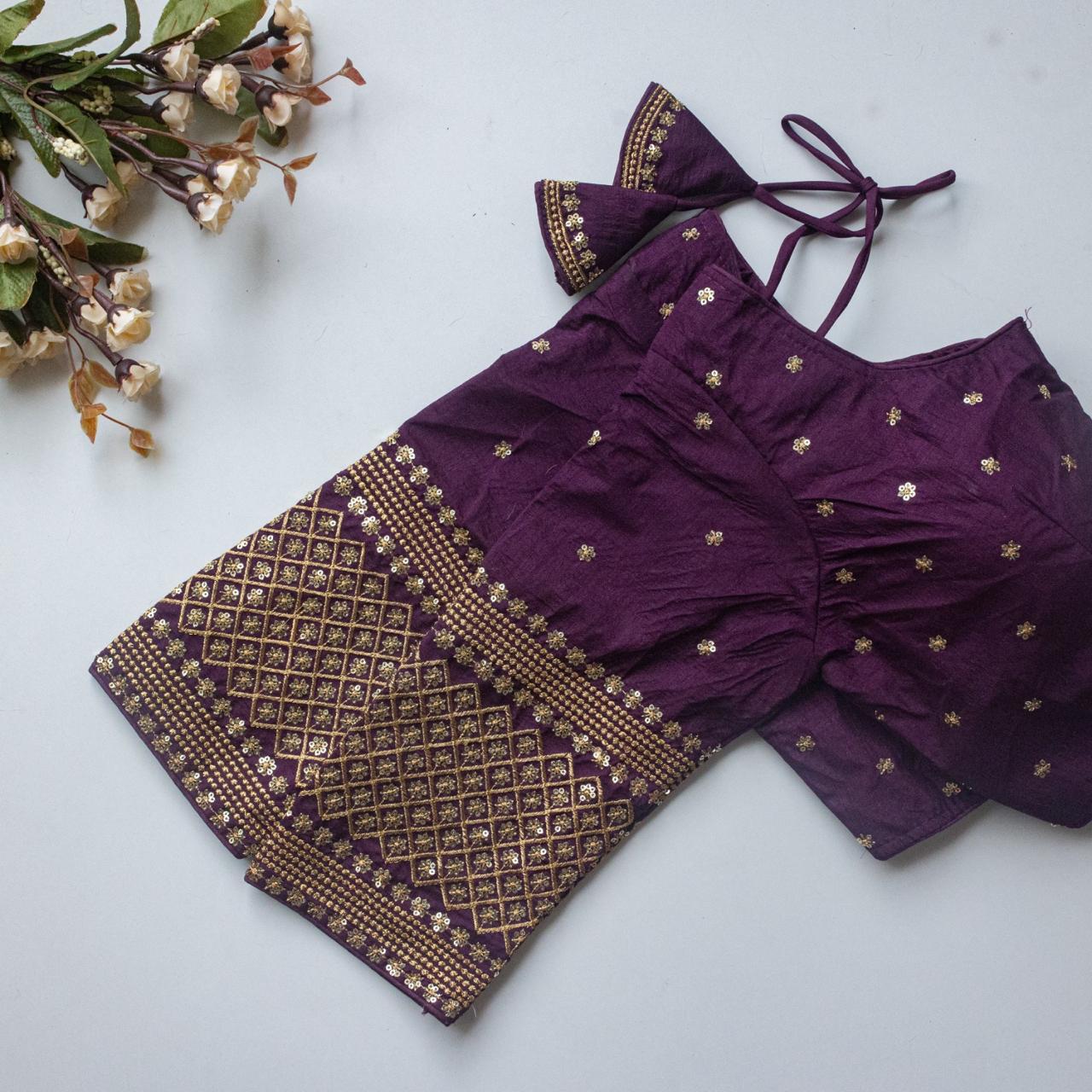 Vichitra SIlk Round Neck Designer Saree Blouse