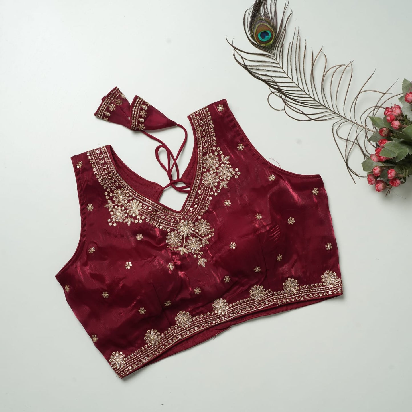 Heavy Zimichoo V-neck Designer Saree Blouse
