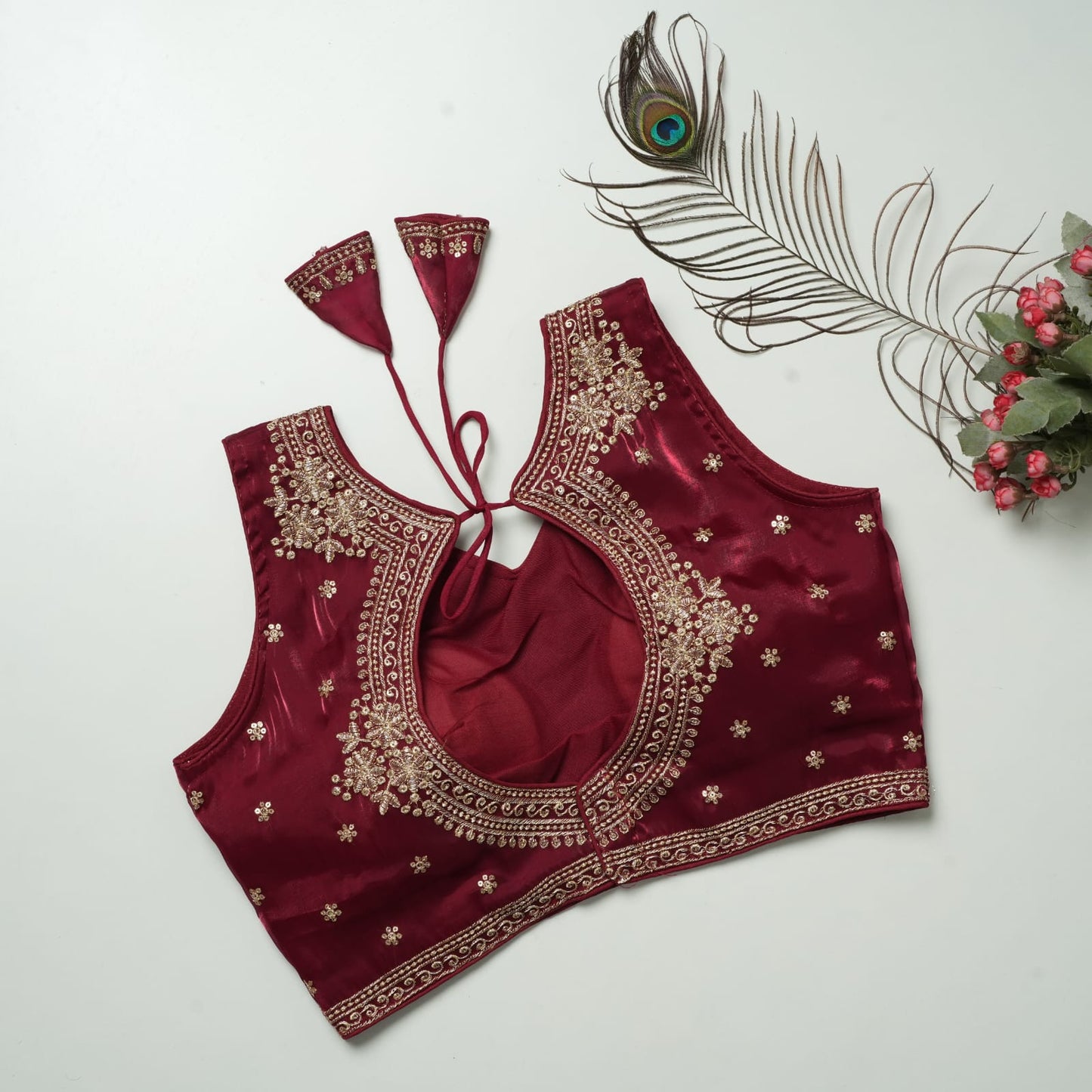 Heavy Zimichoo V-neck Designer Saree Blouse