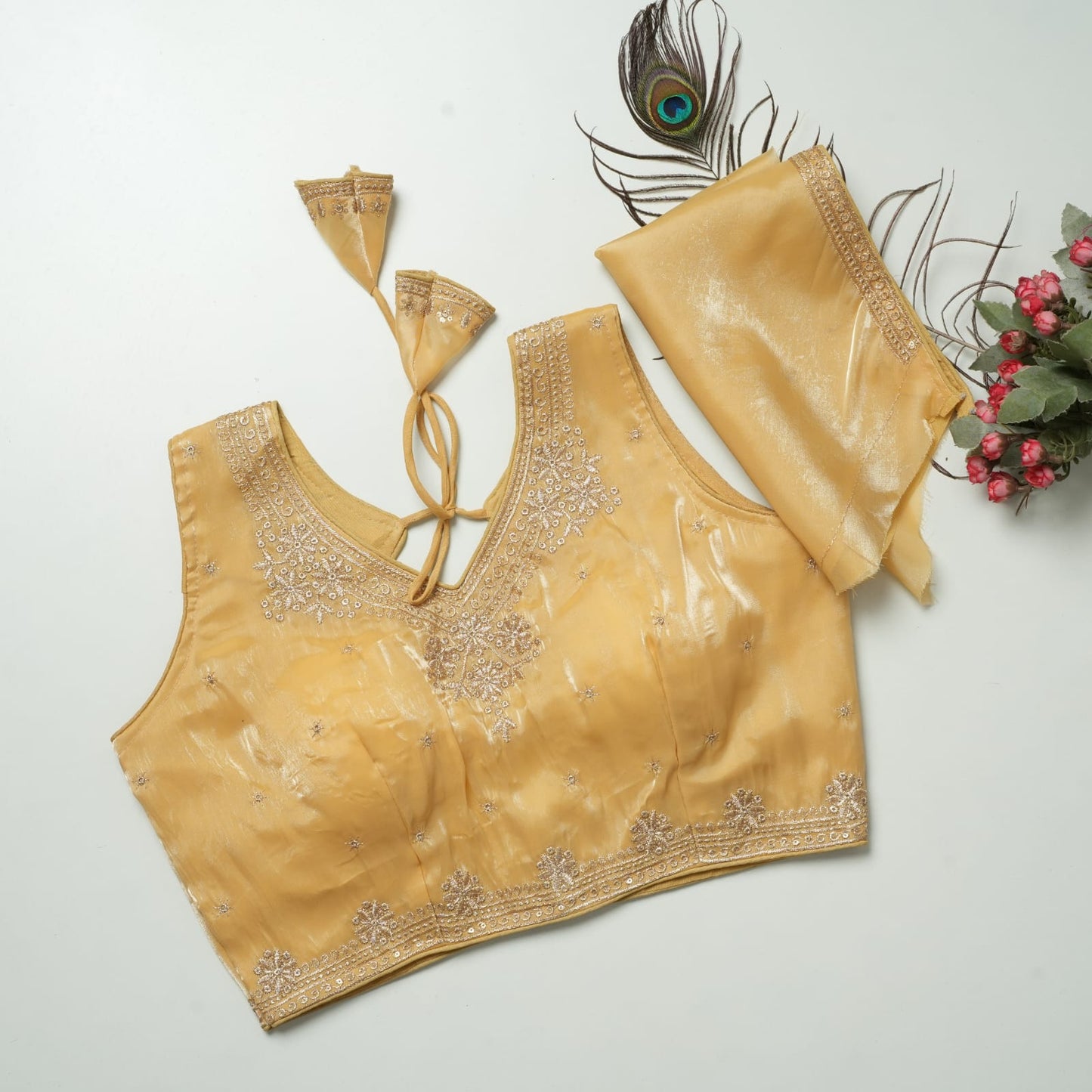 Heavy Zimichoo V-neck Designer Saree Blouse