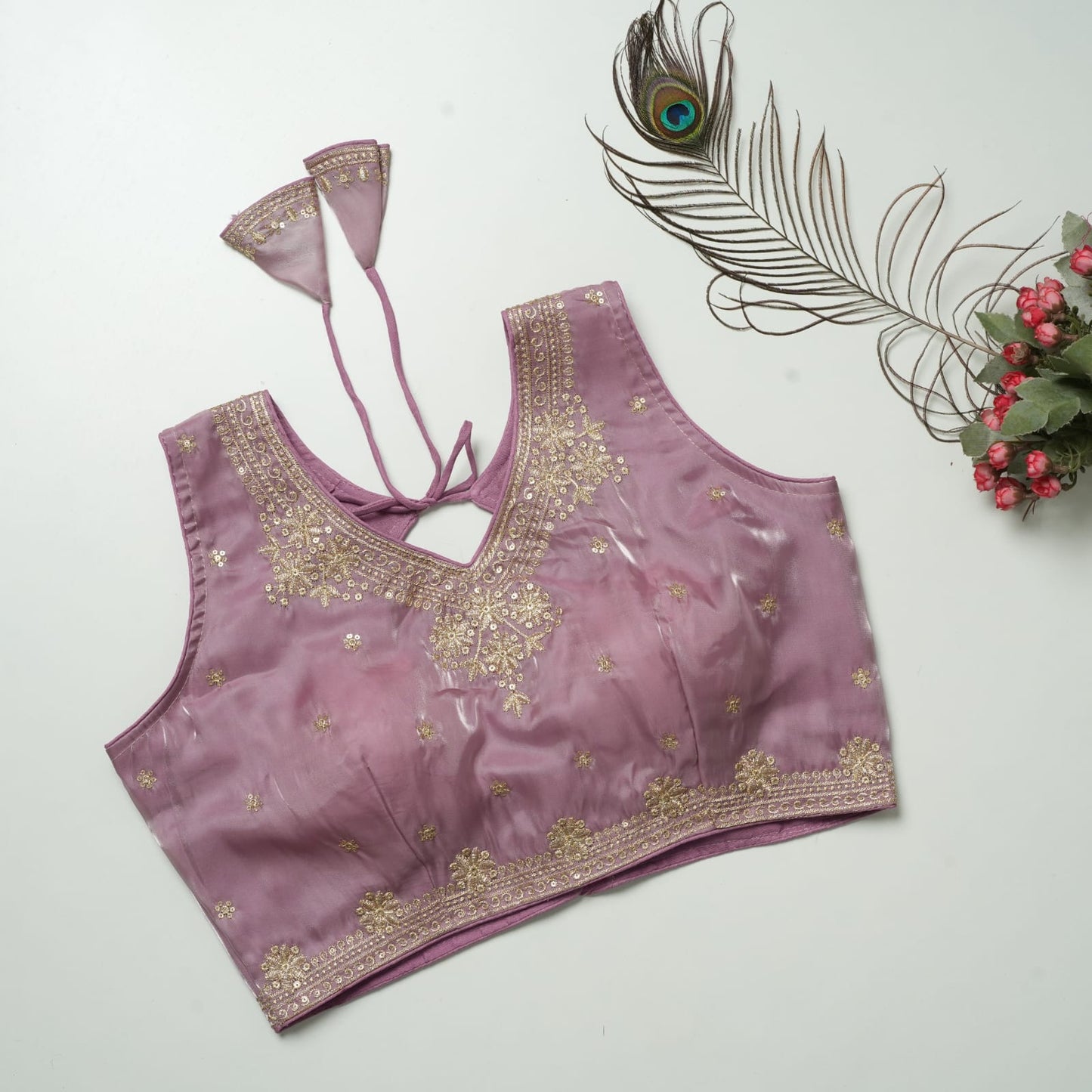 Heavy Zimichoo V-neck Designer Saree Blouse