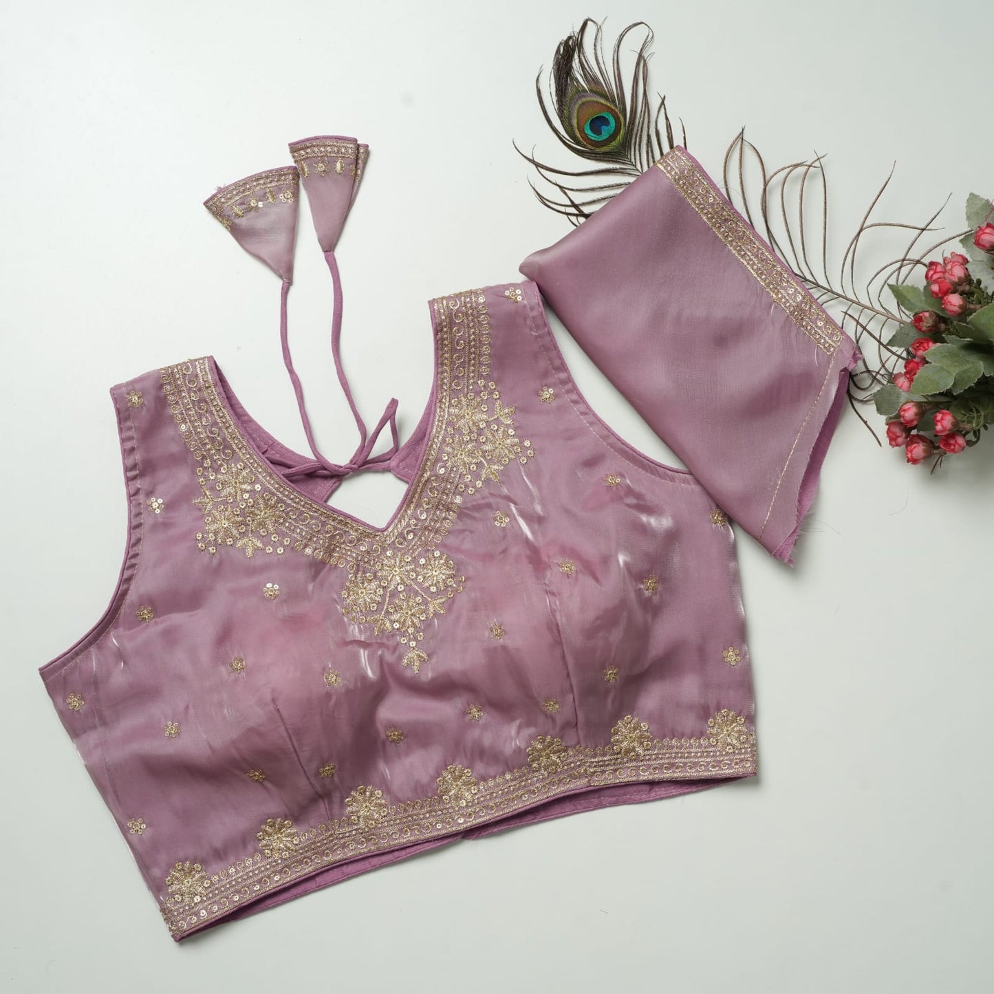 Heavy Zimichoo V-neck Designer Saree Blouse