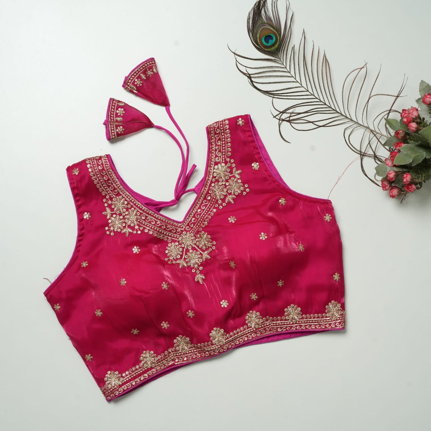 Heavy Zimichoo V-neck Designer Saree Blouse