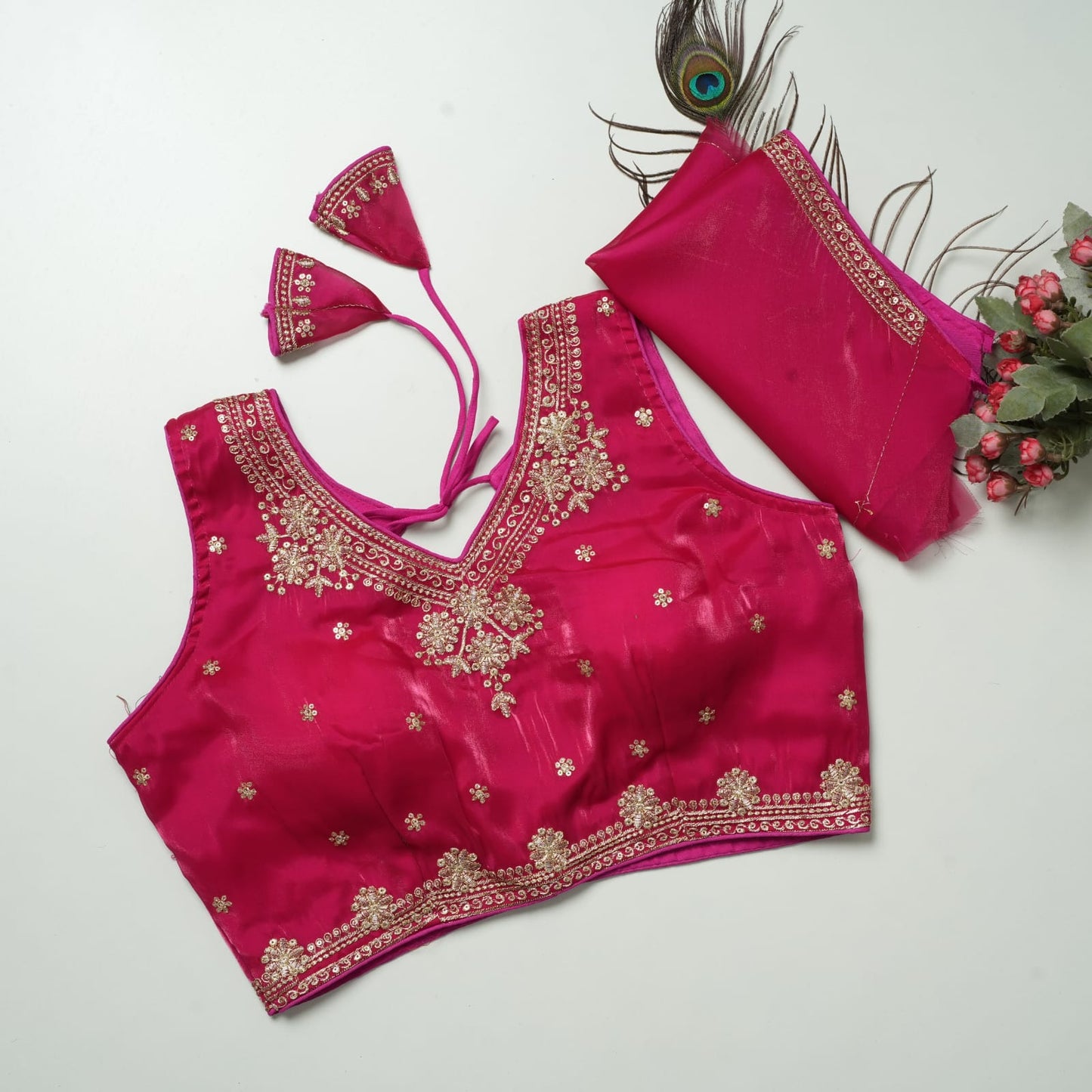 Heavy Zimichoo V-neck Designer Saree Blouse