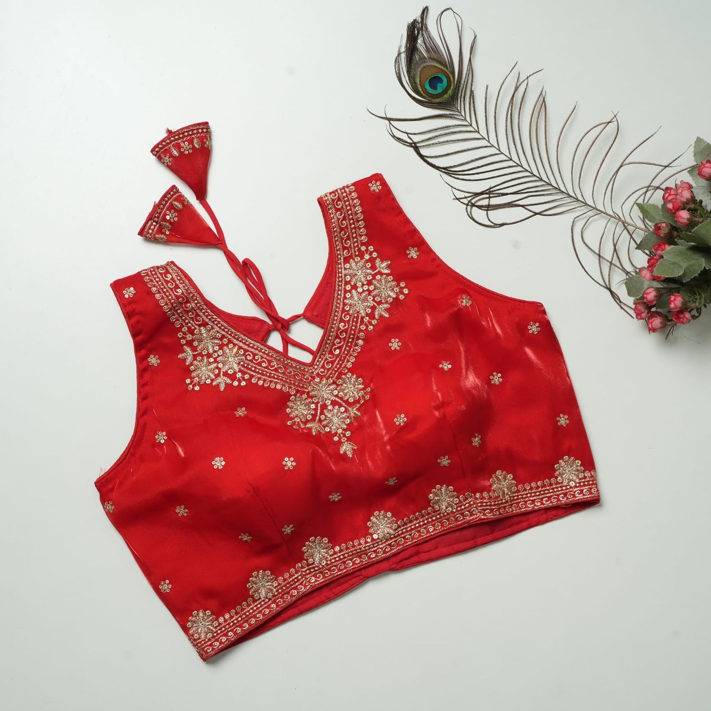 Heavy Zimichoo V-neck Designer Saree Blouse