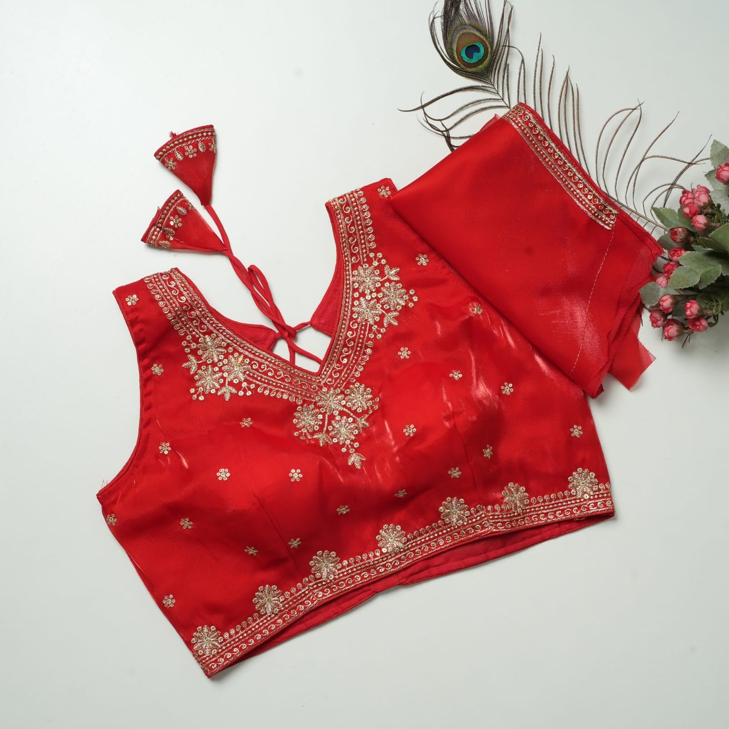 Heavy Zimichoo V-neck Designer Saree Blouse
