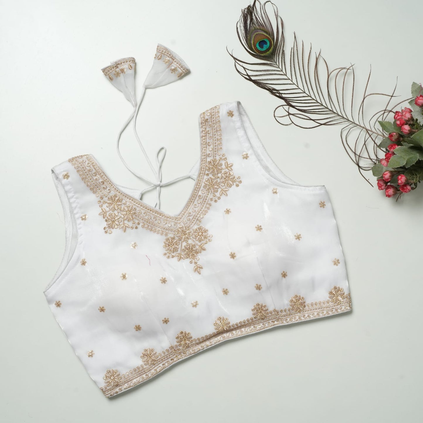 Heavy Zimichoo V-neck Designer Saree Blouse