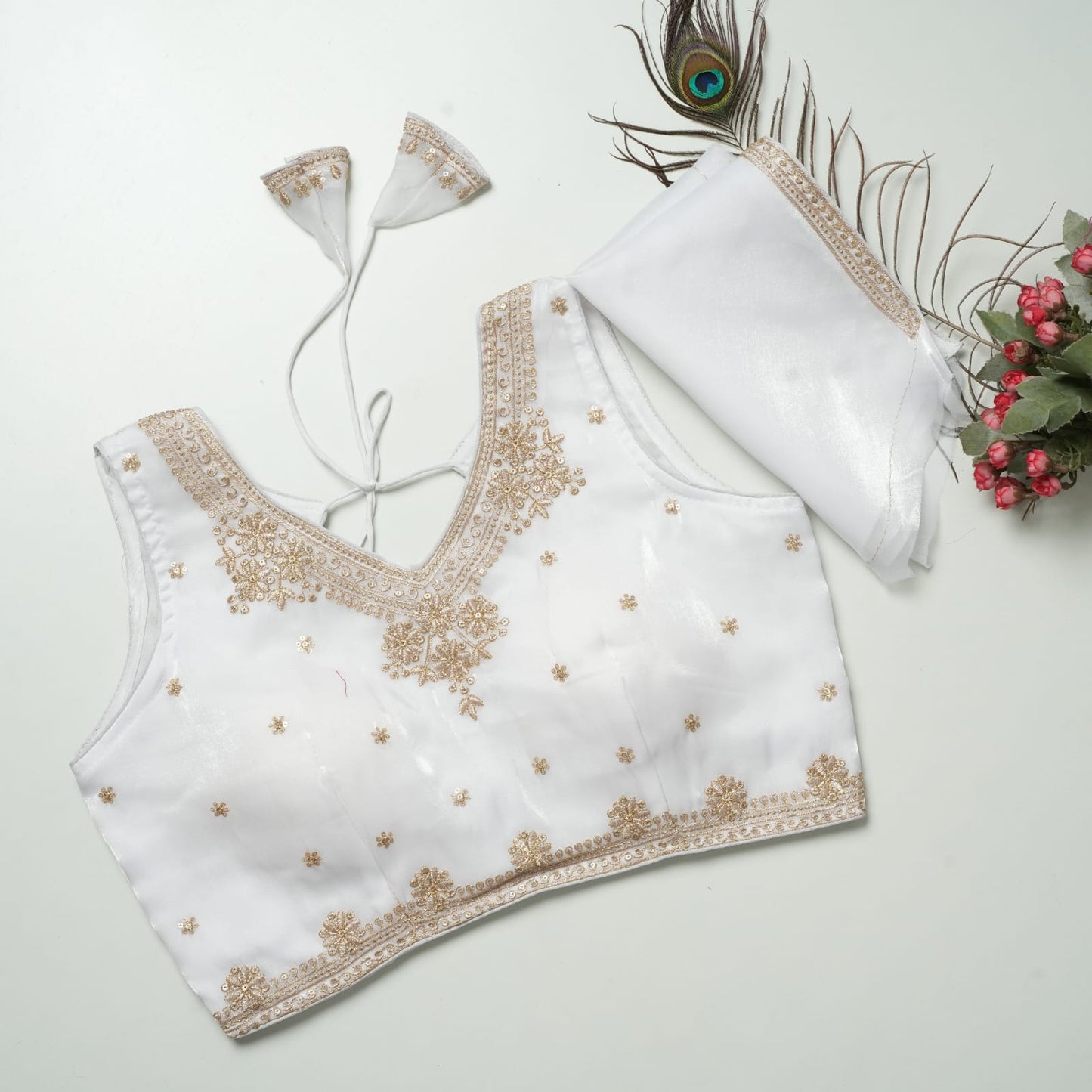 Heavy Zimichoo V-neck Designer Saree Blouse