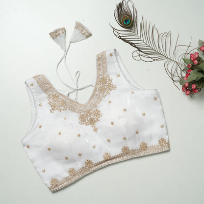 Heavy Zimichoo V-neck Designer Saree Blouse